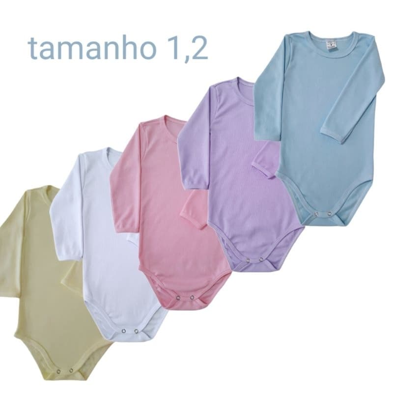 body infantil malha canelada manga longa 1,2