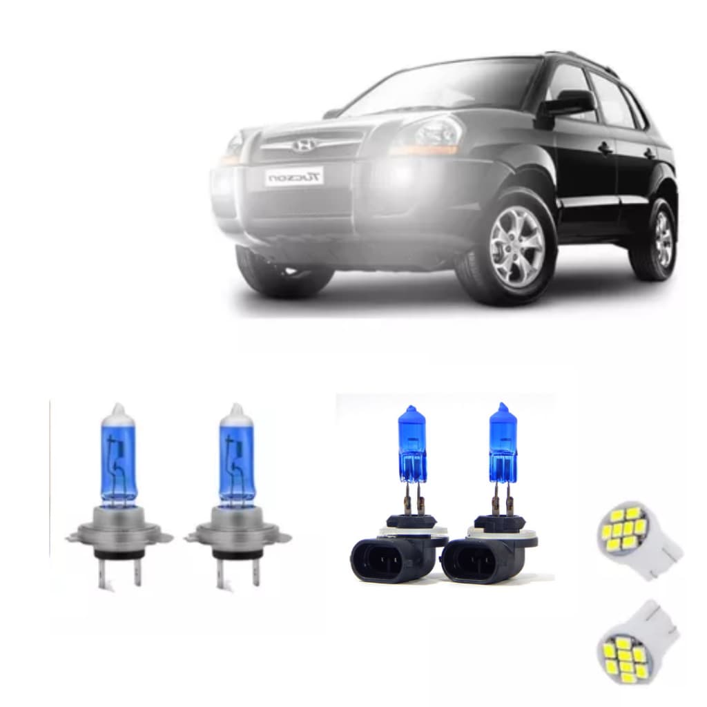 Kit Lampadas Super Branca Farol/ Milha Tucson + Leds