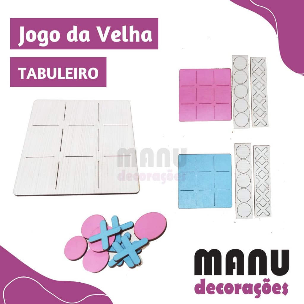 Kit 25 PEÇAS Jogo da Velha 10cm LISO PINTADO / Tabuleiro Presente Lembrancinha em MDF