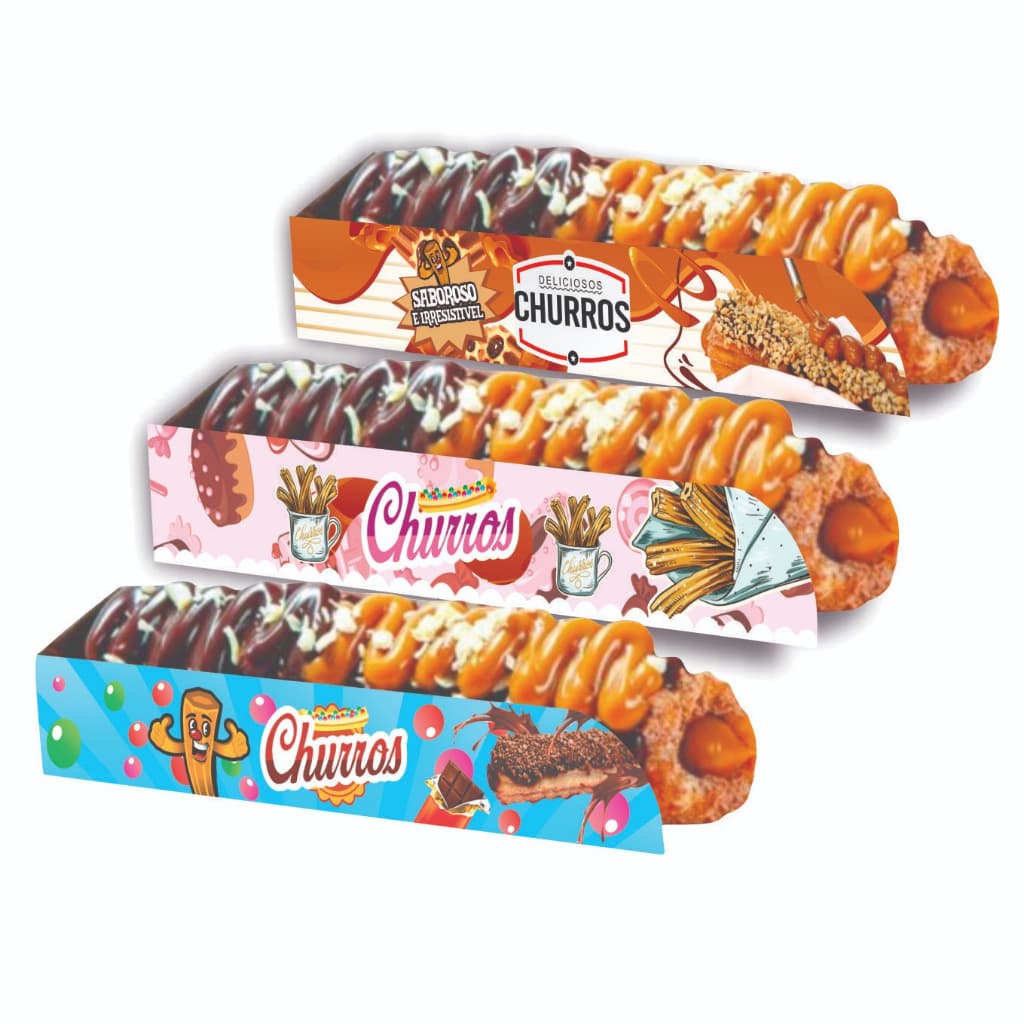 Caixa Caixinha Embalagem colorida Para Churros - 100 Unidades
