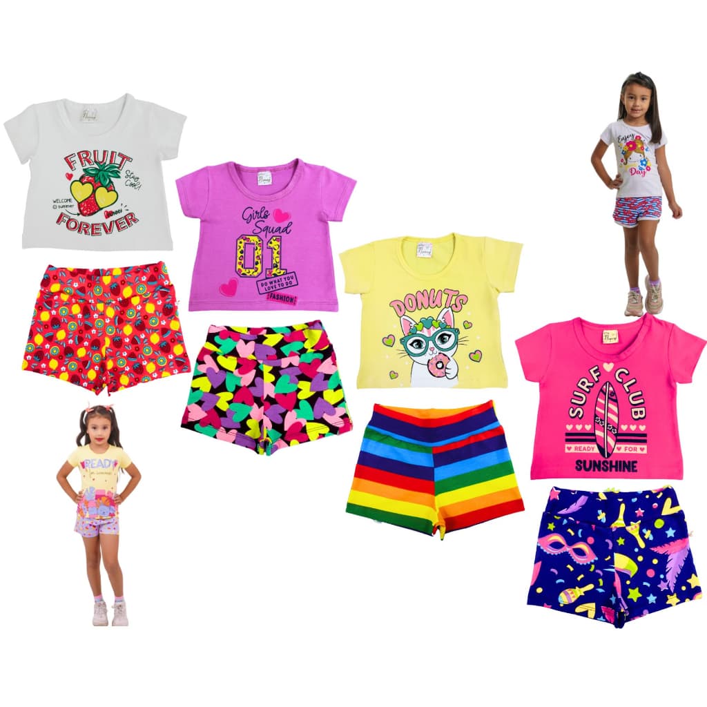 Conjunto Infantil Menina Verão Blusa e Shorts