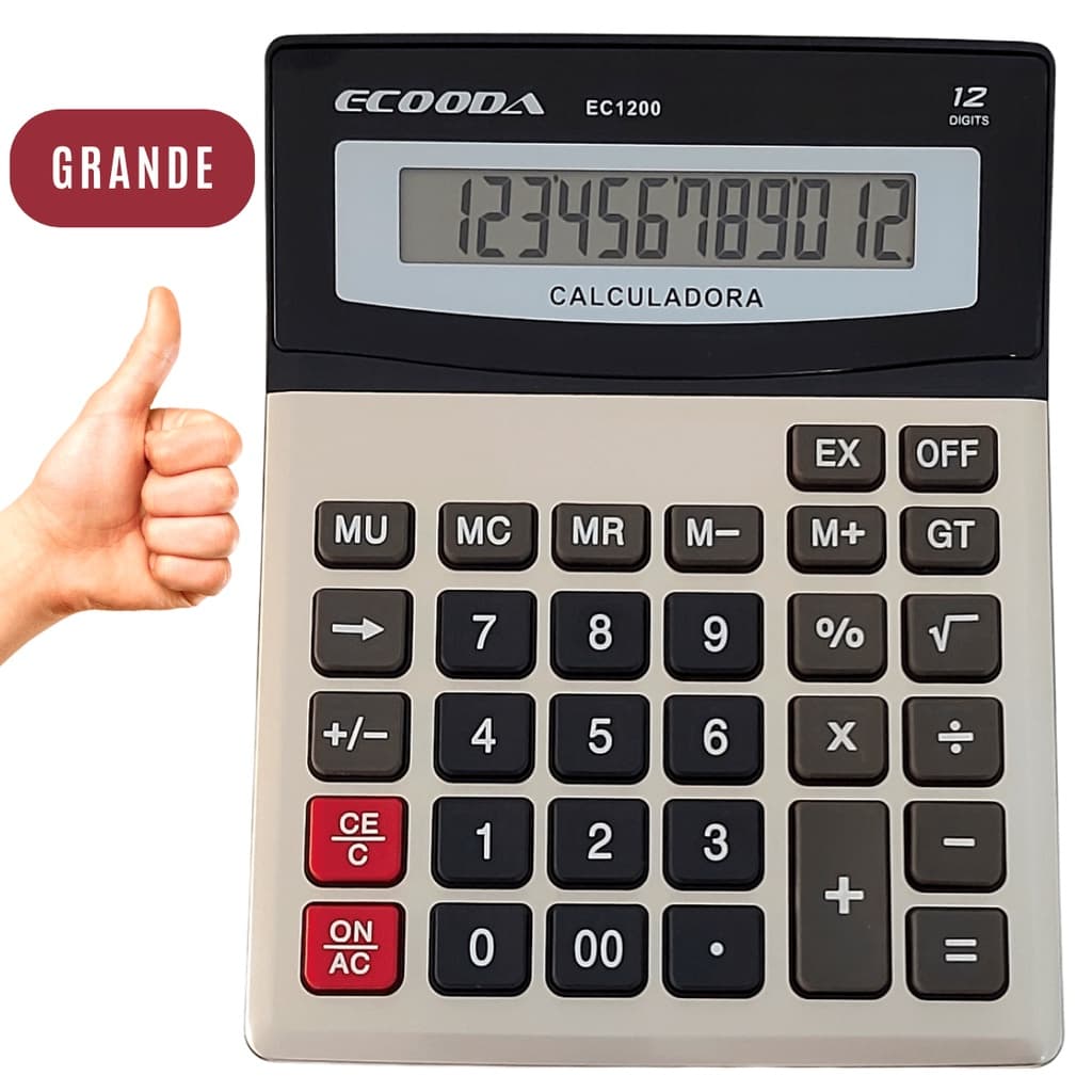 Calculadora Grande De Mesa a Pilha com Display 12 Dígitos