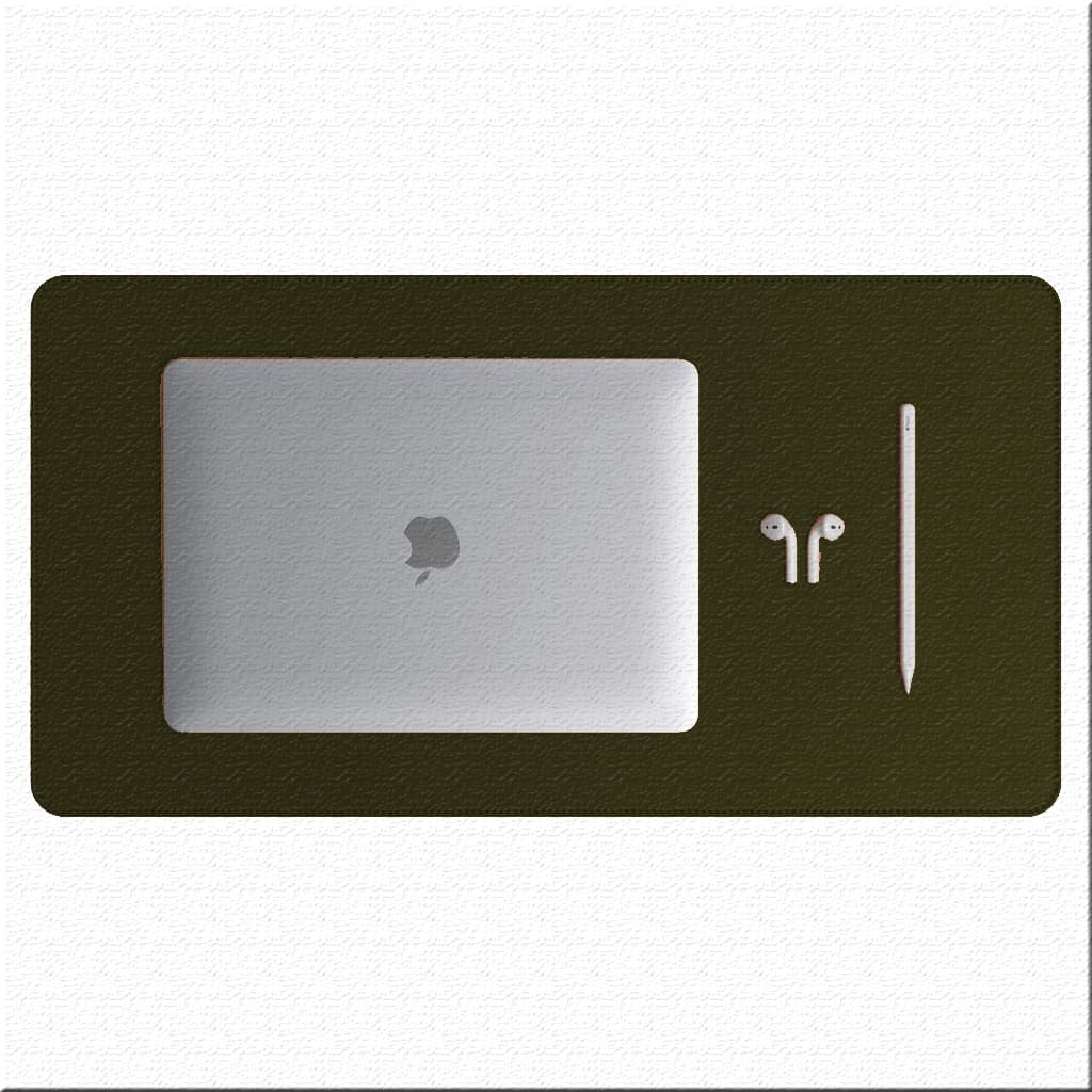 Mouse Pad Grande Couro Sintético Ecológico Verde Musgo Premium