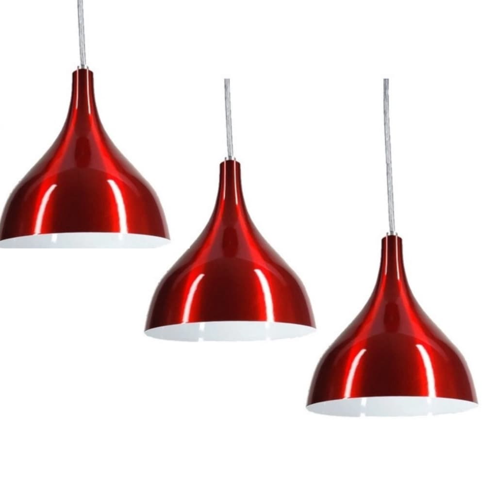 Kit 3 Pendentes  Gota (Vermelho Cereja / Branco )