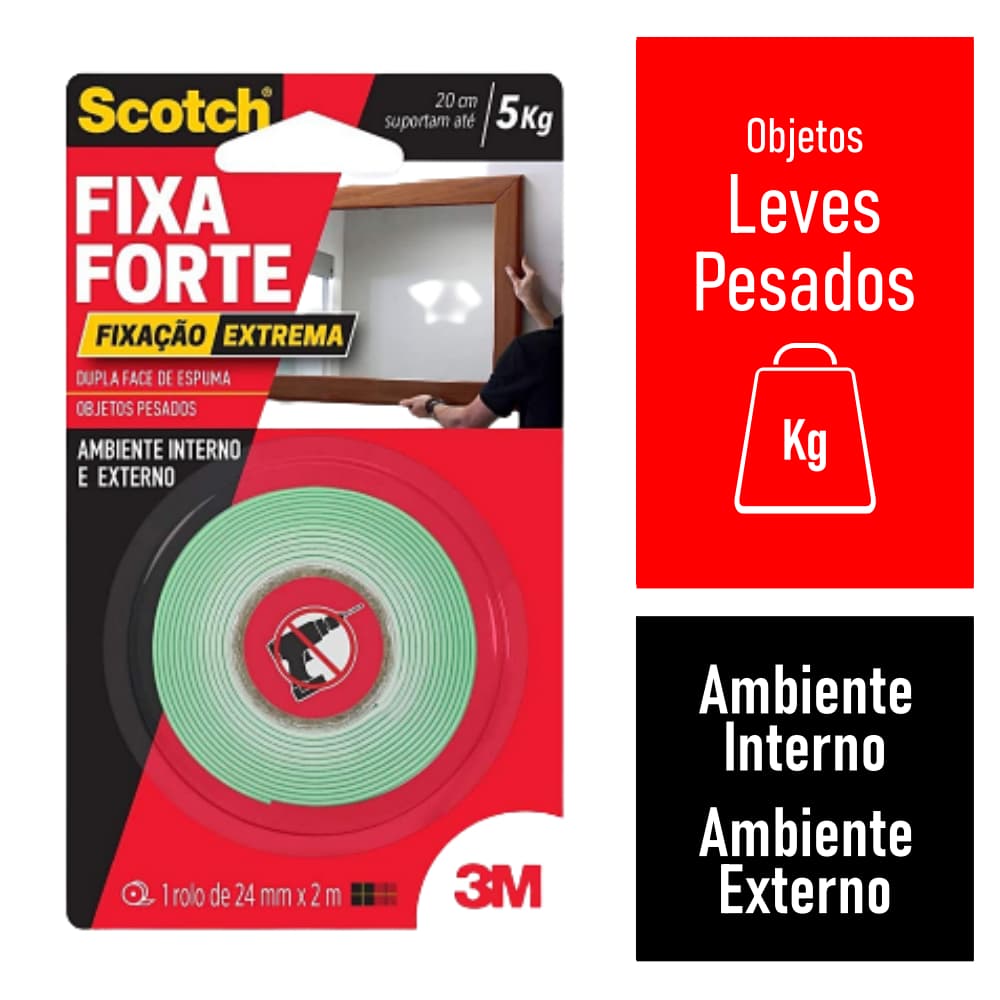 Fita Dupla Face Scotch® 3M P/ Cozinha, Banheiro e Área Externa