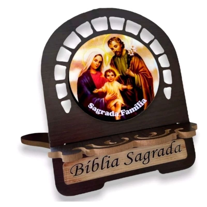 Porta Bíblia Médio Sagrada Família Resinada 26×21.5 de Madeira