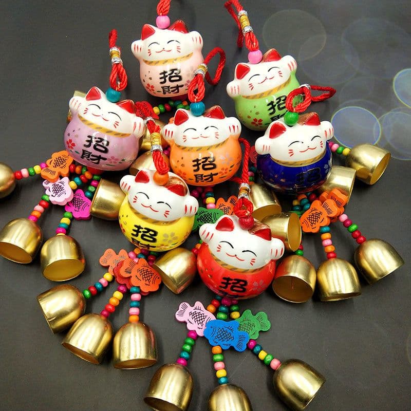 Sino Pingente Estilo Oriental Gato Da Sorte Proteção Decoração De Porta Janela