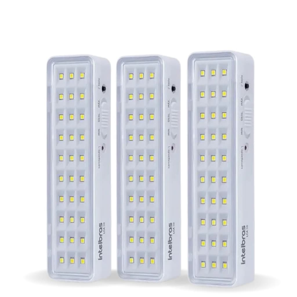 Kit Com 3 Unidades Luz de Emergência Emergencial Luminária Lea 31 Led 1w Bivolt Intelbras Autônoma