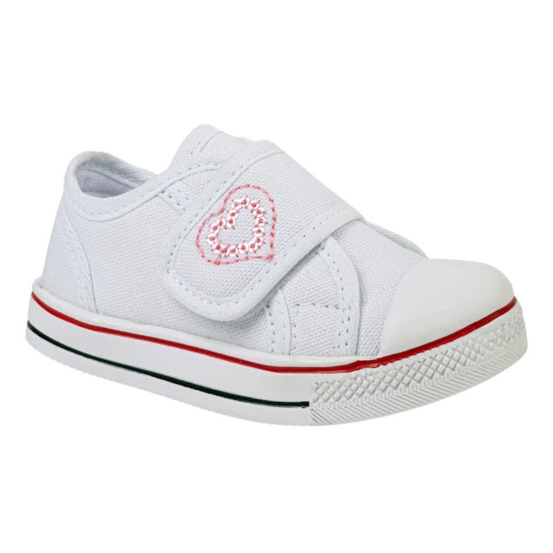 Tênis Infantil Menina Bordado Coração Branco *ENVIO IMEDIATO*