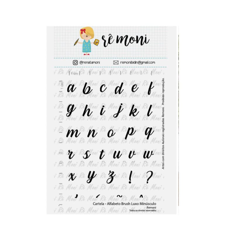 Carimbo alfabeto brush lettering minúsculo kit carimbo lilipop