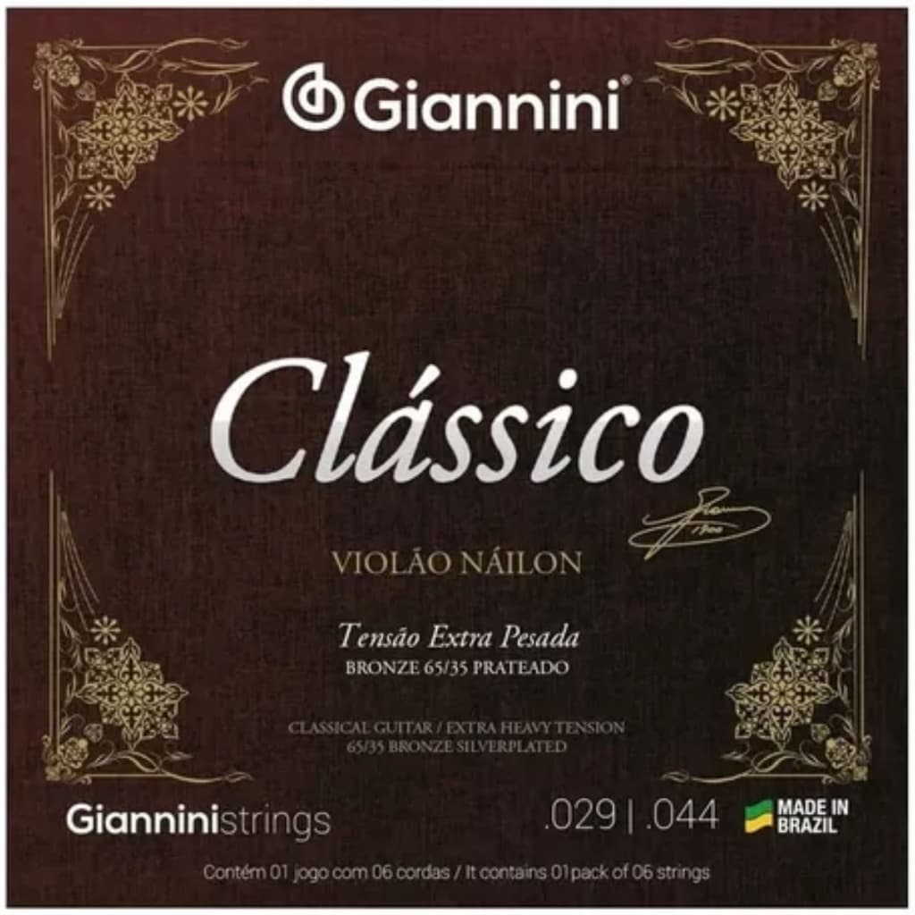 Encordoamento Violão Nylon Giannini Clássico Extra Pesada .029 .044