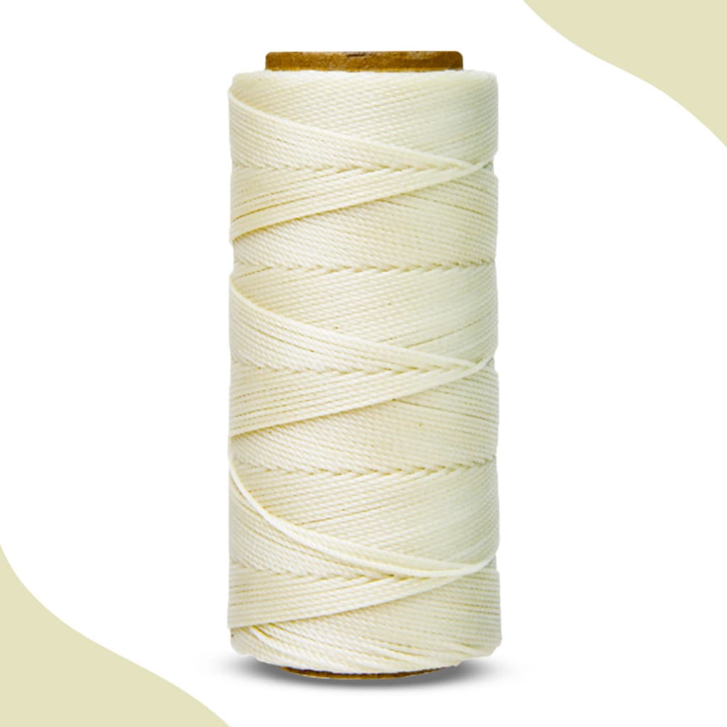 Cordão Encerado 1mm - Fio Cordone Bege Natural - Com 100 Metros - MGX