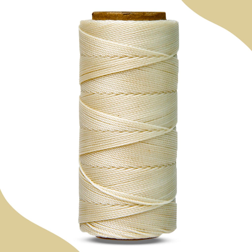 Cordão Encerado 1mm - Fio Cordone Bege Claro - Com 100 Metros - MGX