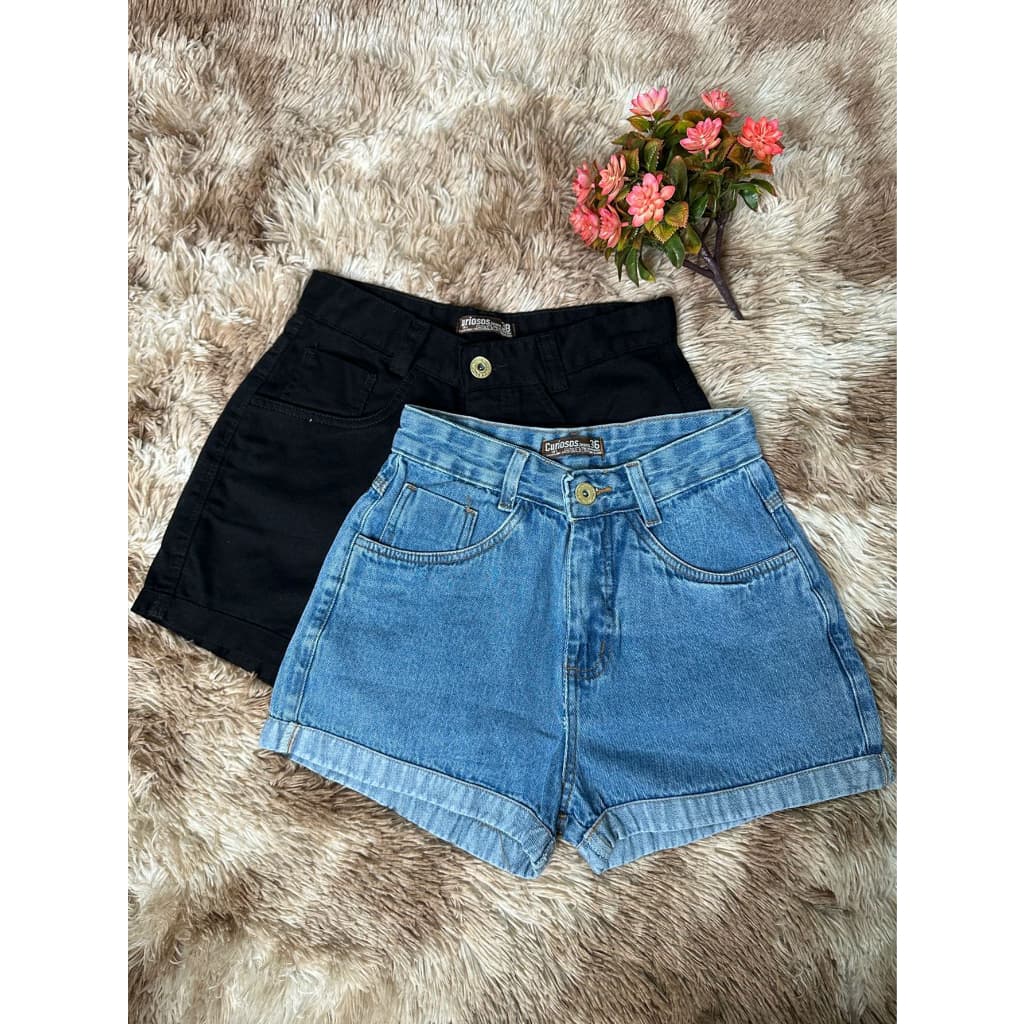 kit2 Shorts jeans feminino com bolso/sem rascada/lisa