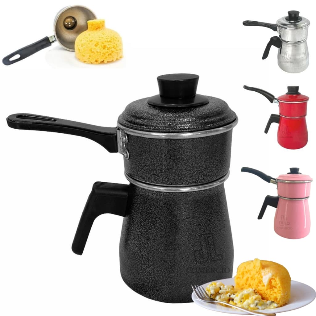 Cuscuzeiro Individual 2 em 1 Porção Única Cozi Vapore Caneco Leiteira 1L Com 2 Tampas