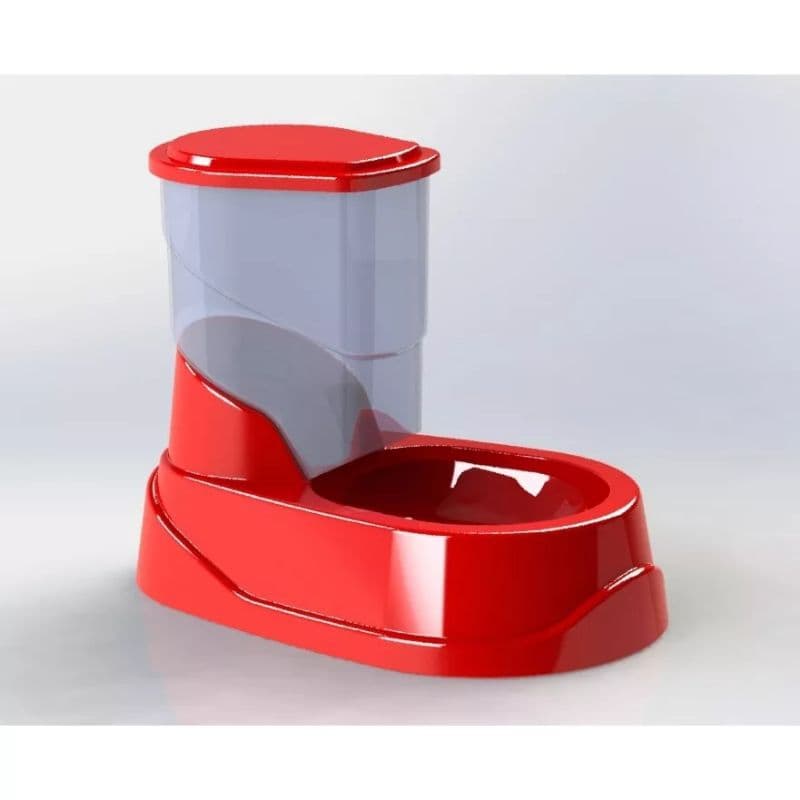 Comedouro Dosador Pote De Ração Alimentador  Automático Para  Cachorro Gato  Vermelho 500 Gr