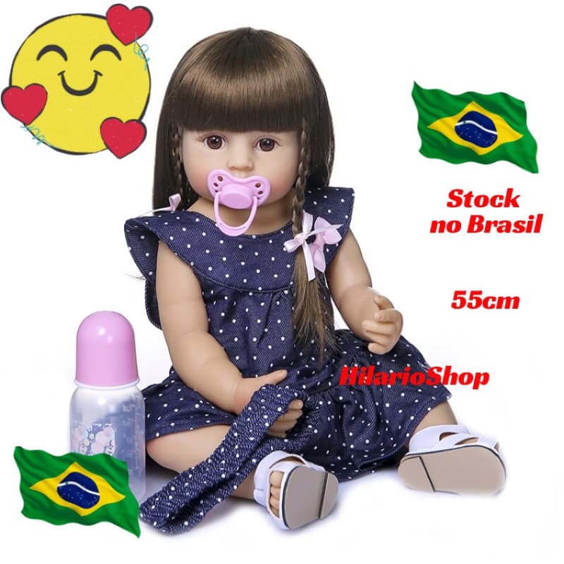 Boneca/bebê reborn 55cm, corpo de silicone . Pode dar banho