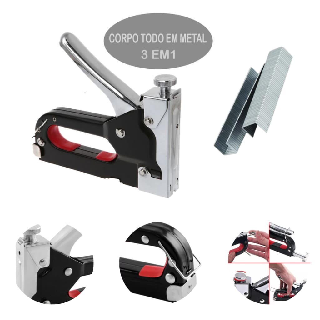 Grampeador de Tapeceiro Alta Pressão Profissional Manual + 150 grampos