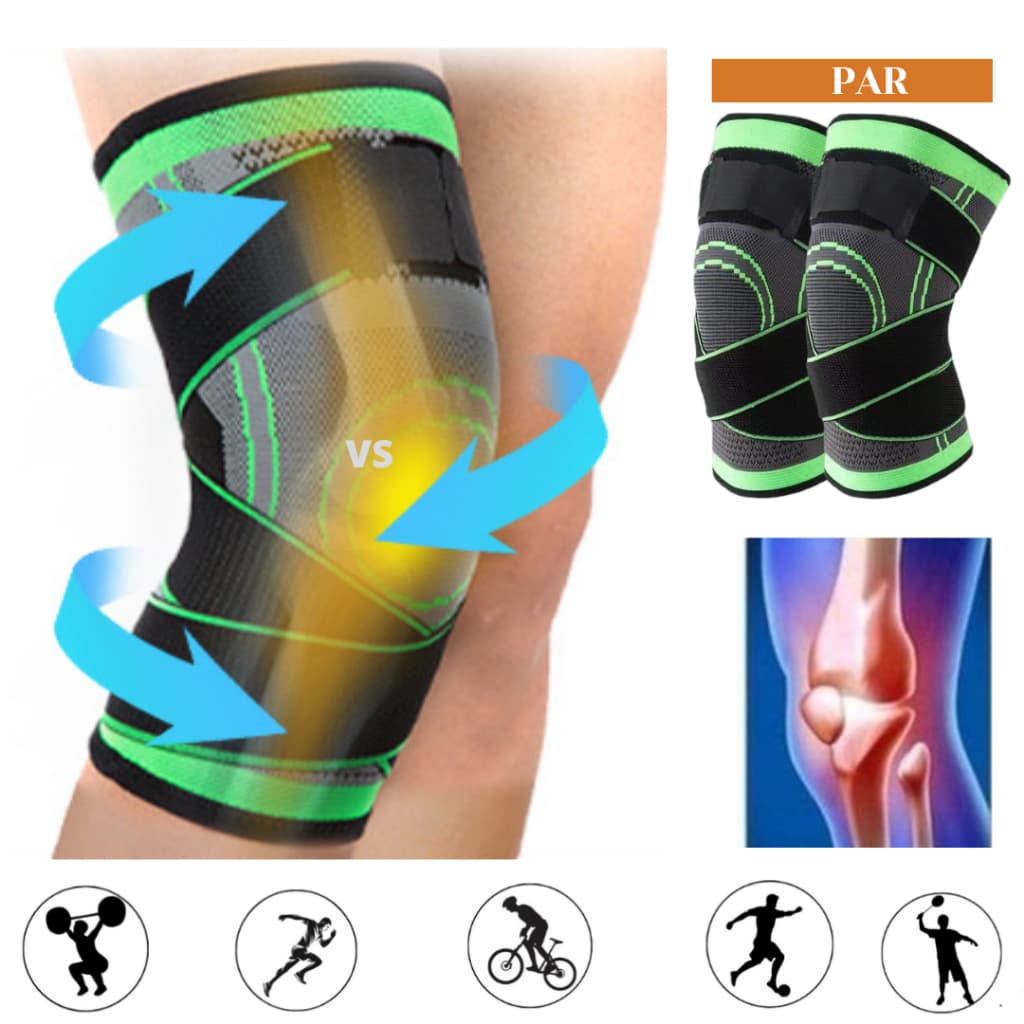 Par de Joelheiras Compressão  Fitness com faixa elástica Ajustável Crossfit Academia Caminhada