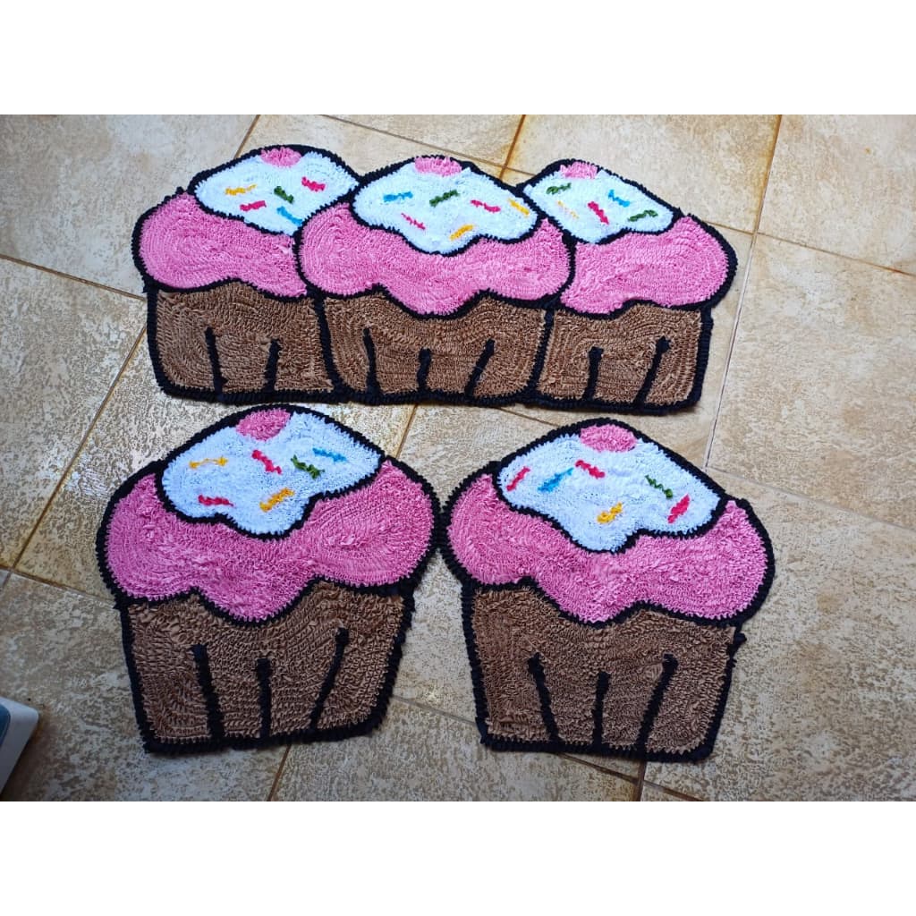 Kit de Tapetes para cozinha Formato Cupcake modelo 2 Antiderrapante