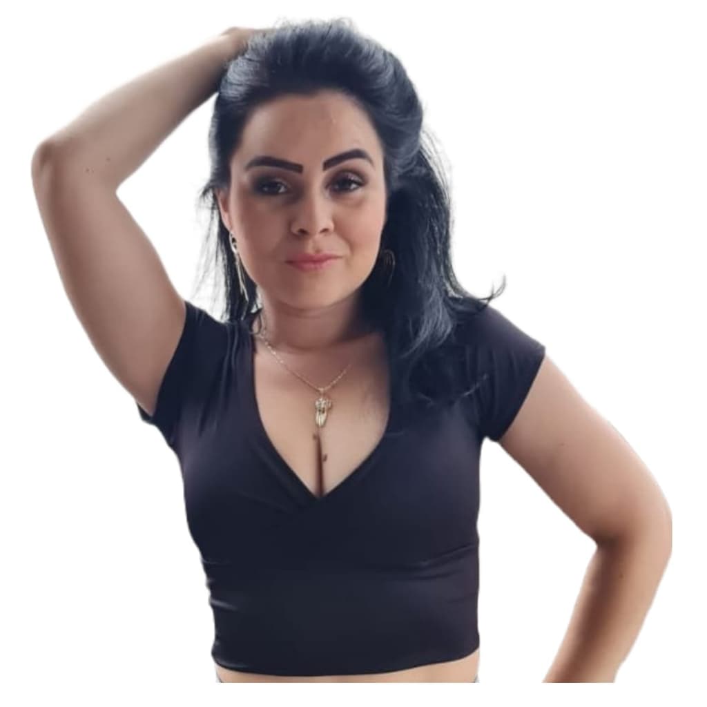 CROPPED DECOTE TRANSPASSADO DECOTE PROFUNDO EM V MANGA CURTA BLUSINHA SUPLEX