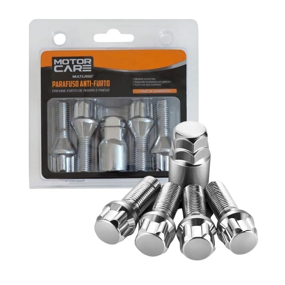 Parafusos Anti furto 12x1,25mm para carros rodas Fiat Jeep - MOTOR CARE by MULTILASER