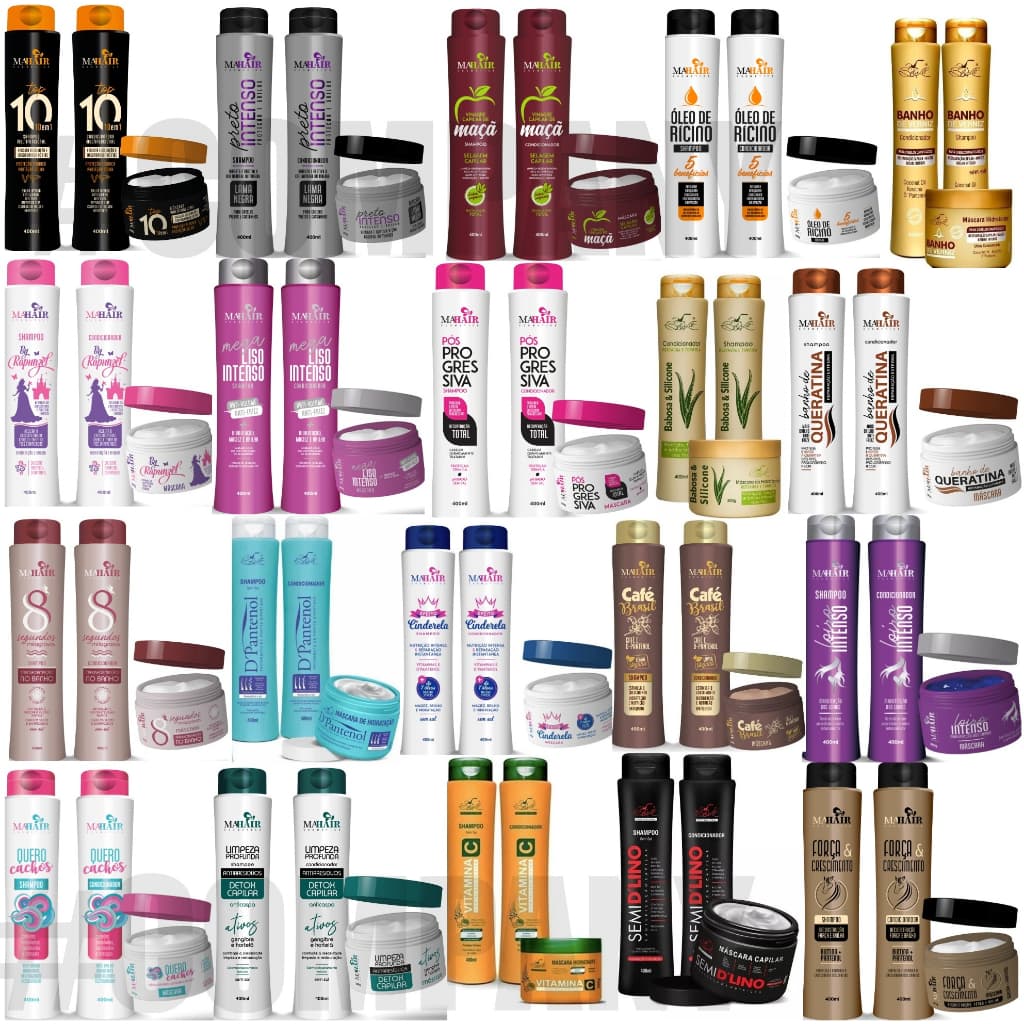Kit Shampoo Condicionar e Máscara Belkit 09 Itens Atacado