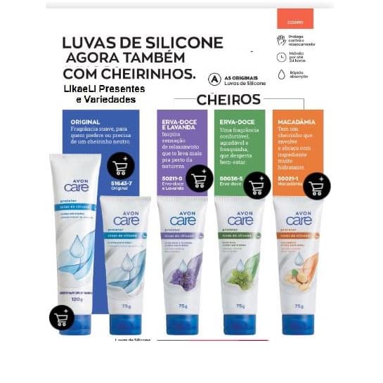 Luva de Silicone Creme Hidratante Protetor para Mãos Avon Care 75g ou 120g com ou sem cheiro