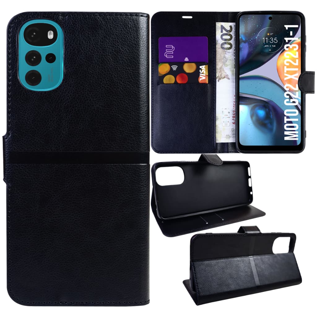 Para Motorola Moto G22 XT2231 tela 6.5 ( Capa Carteira / Aveludada / Space Acrílica / Anti Shock / Emborrachada / Película Vidro 3d / Película Câmera / Película Cerâmica 3d 9d / Película Privacidade / Película Hydrogel hd , Fosca Privacy )