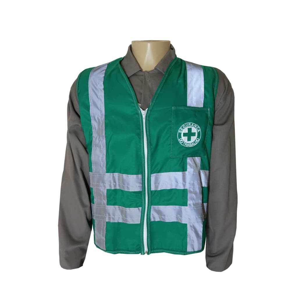 Colete Segurança Do Trabalho Com Bolso Epi Verde Refletivo