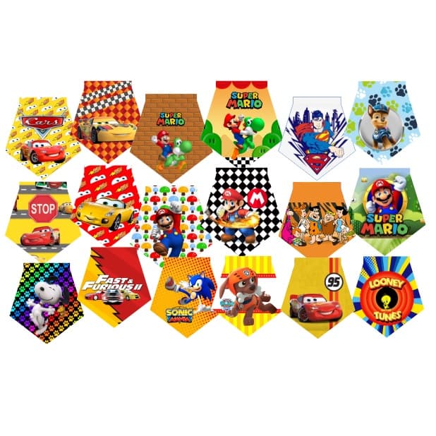 Kit 80 Colar Pet Personagem Colarinhos Petshop Cachorros Gato Banho Tosa Atacado