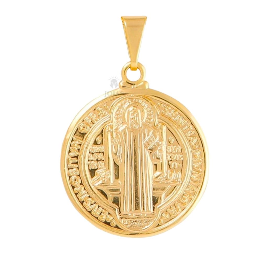 Pingente Medalha de São bento Banhado a ouro 18k Tamanho P, M e G Envio Imediato Para Todo Brasil