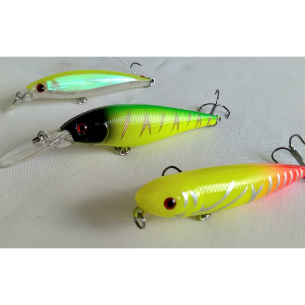 Kit De 3 Iscas Artificiais Meia Água, Fundo E Superfície Para Pesca De Traíra, Tucunaré, Robalo