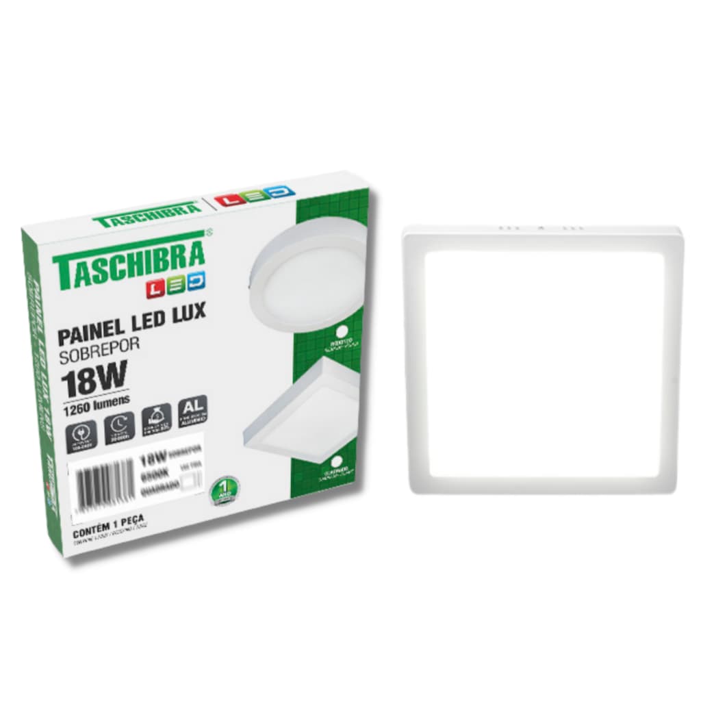 Painel Plafon Led Quadrado Sobrepor 18w Lux Bivolt Taschibra 6500k 4000k 3000k