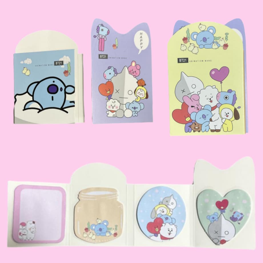 120 Blocos Caderno Pequeno Post it BTS - Papelaria Fofa BT21