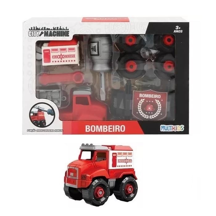 Caminhão City Machine Bombeiro Rescue Brinquedo - Multikids