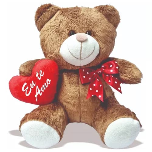 Ursinho C/ Coração 20cm - Marrom -presente Alta Qualidade Eu te amo