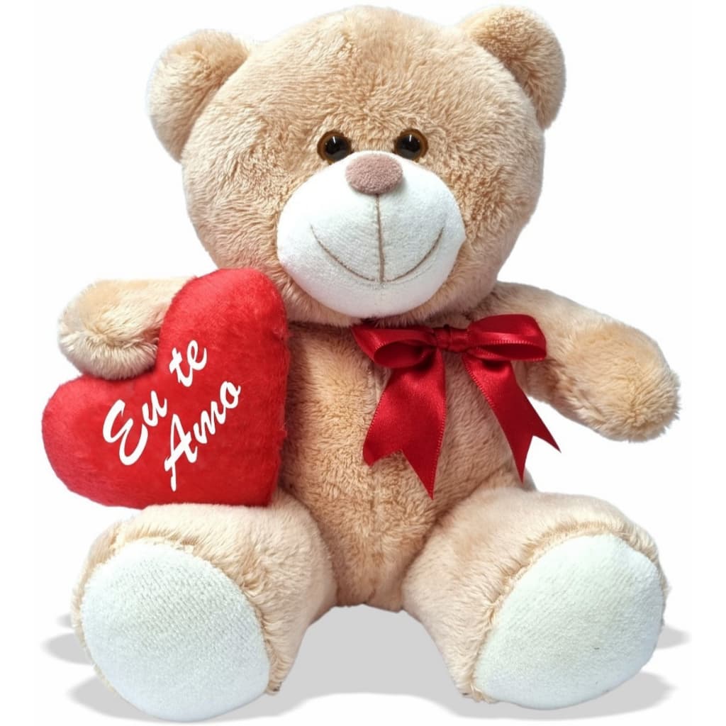 Ursinho C/ Coração 20cm - Cor Doce Leite  - presente Alta Qualidade Eu te Amo