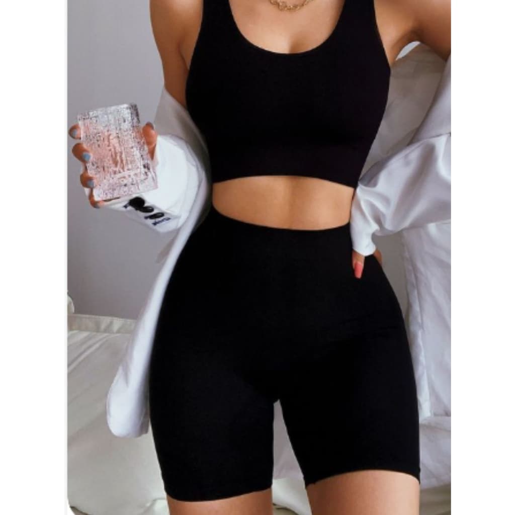 Short Bermuda Feminina Básica Cintura Alta Bermuda Academia