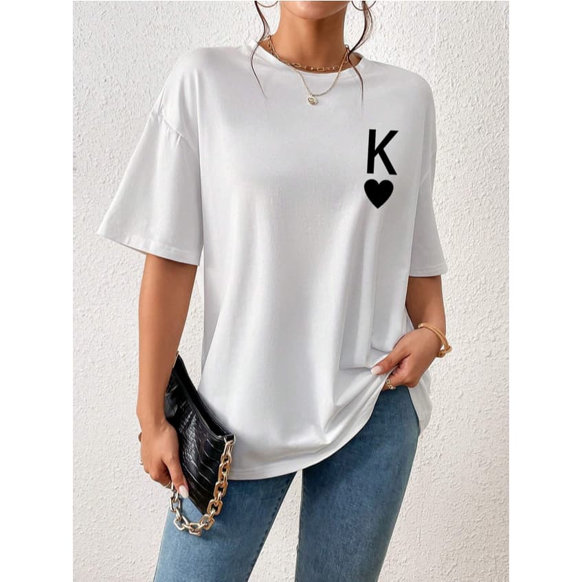Camiseta Rei de Ouros Oversized Estampa Poker Carta Baralho Unissex