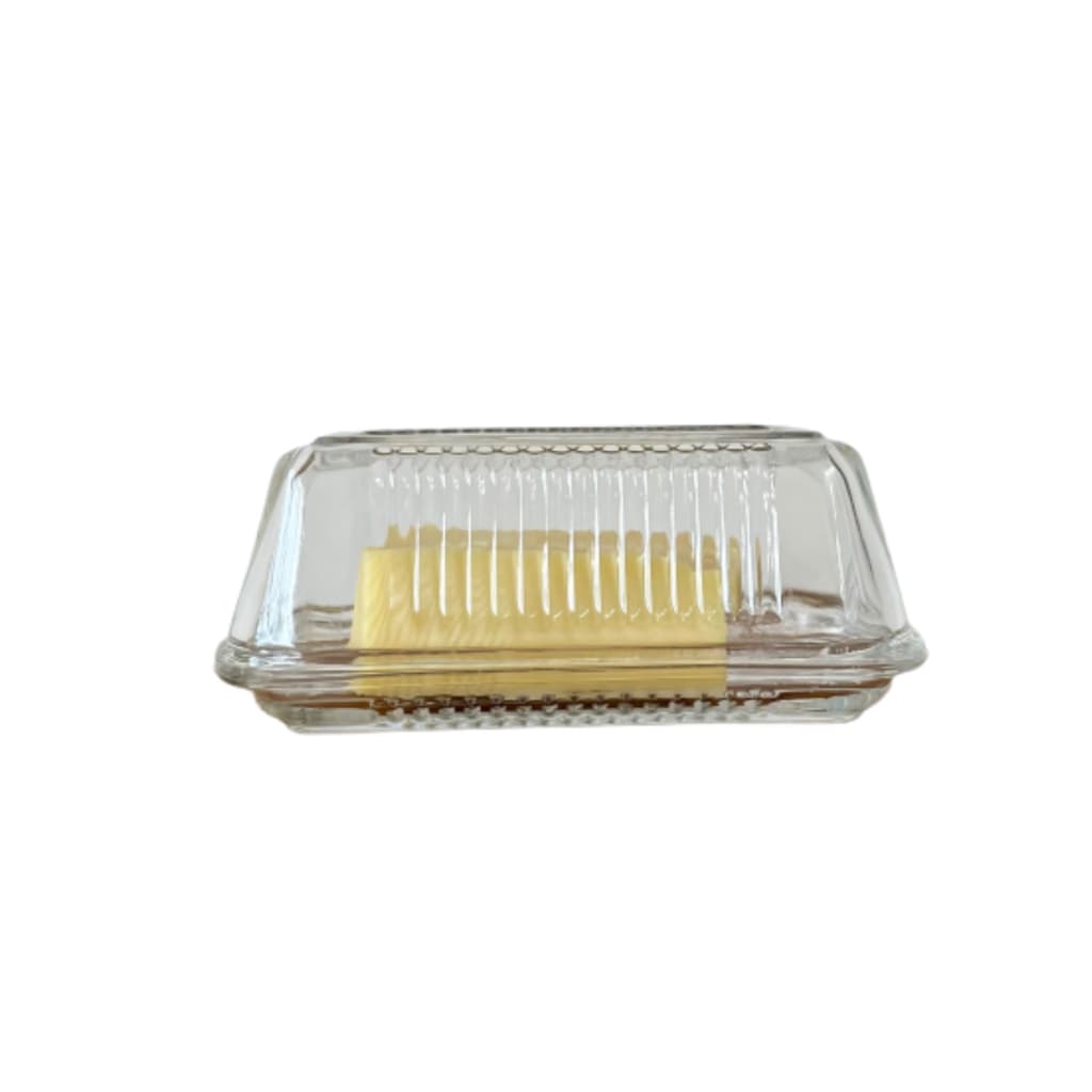 Manteigueira Queijeira Retangular Com Tampa Moderna Elegante Cozinha de Vidro Transparente 7 x 16 cm