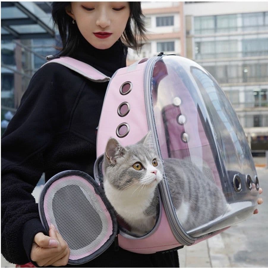 Mochila Pet Astronauta Cães e Gatos Animais Transparente Passeio Respirável Visão Panorâmica Em Acrílico