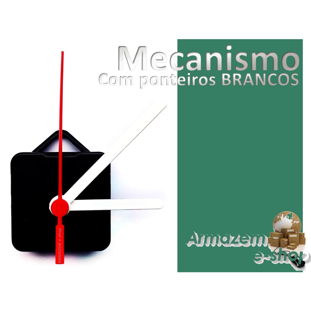 KIT Maquina de Relógio Quartz TIC TAC Com Alça Eixo 22mm e ponteiros brancos palito
