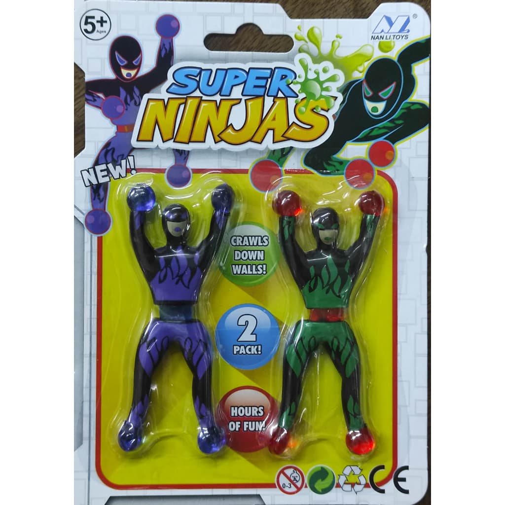 kit 2 bonecos super ninja cartela gruda na parede ou vidro