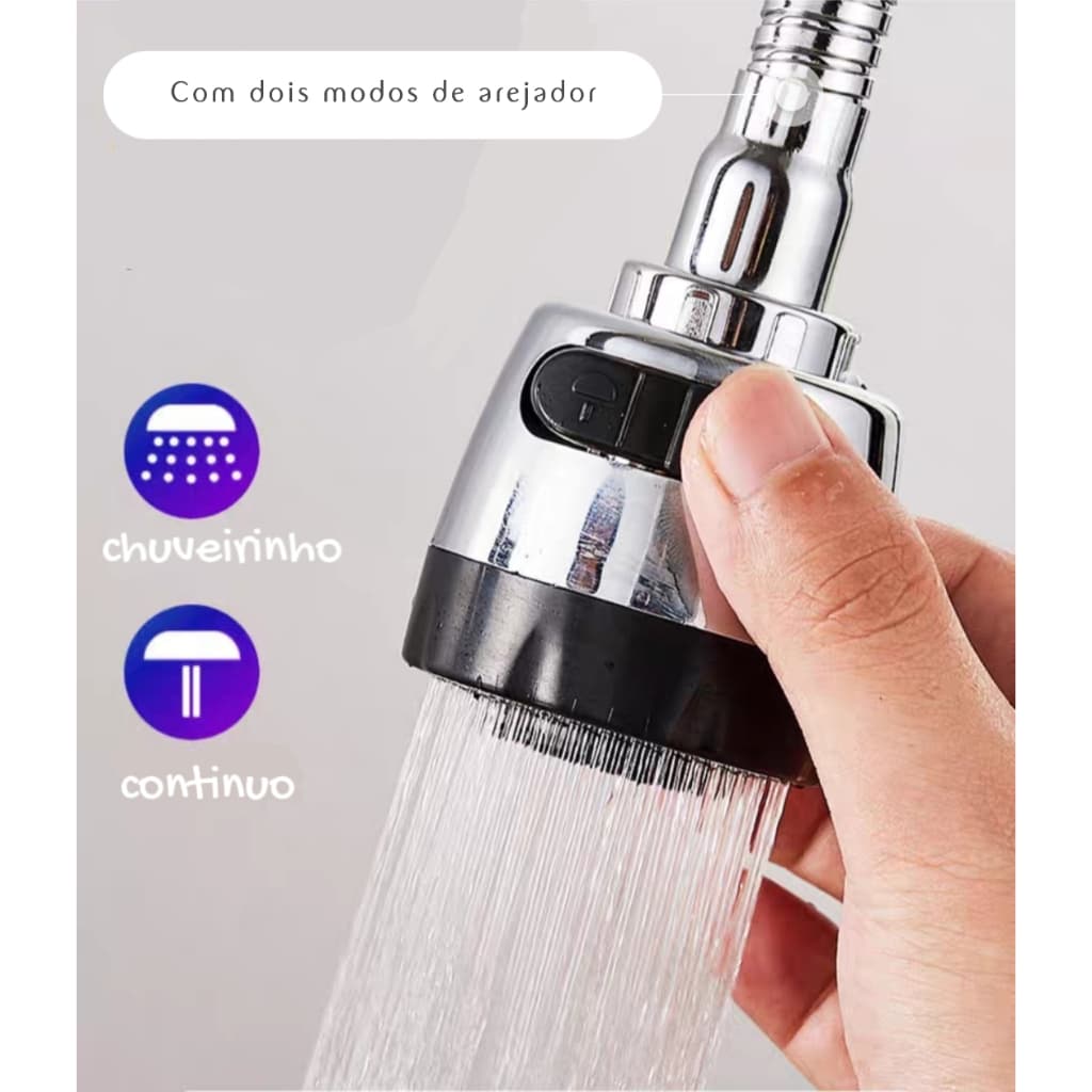 Torneira Cozinha Gourmet Tubo Flexível Jato Duplo Mesa