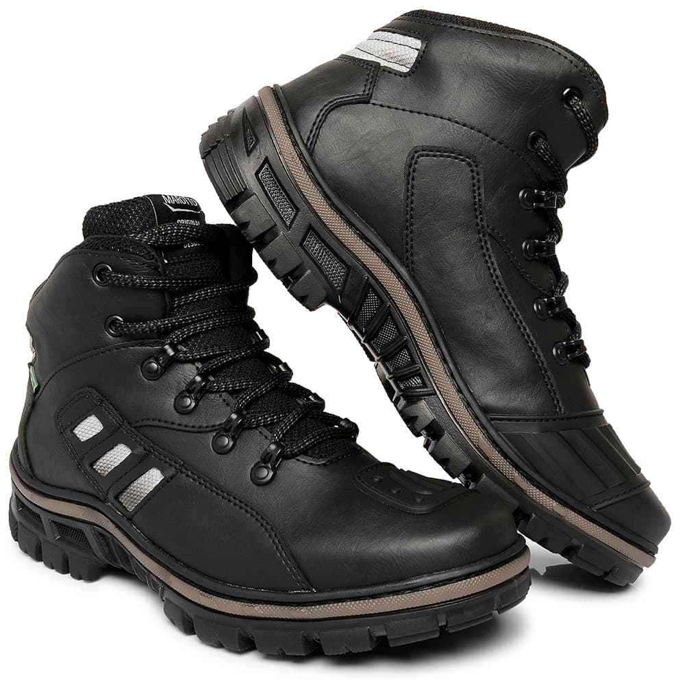 Bota Masculina Adventure Coturno Masculino Solado Costurado Motociclista Detalhe Refletivo