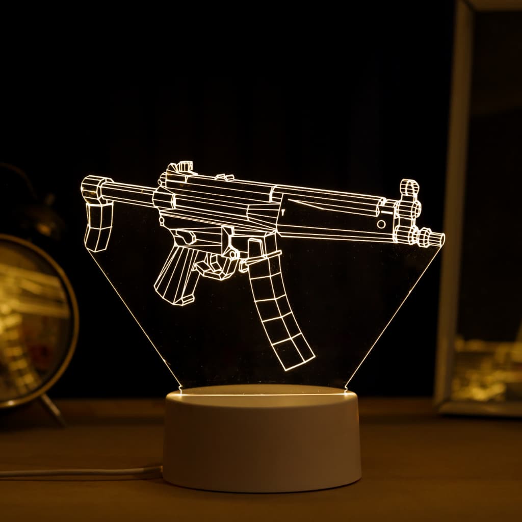 Luminária LED 3D de Mesa / Luz Noturna Presente Criativo / Decoração - arma , AK-47