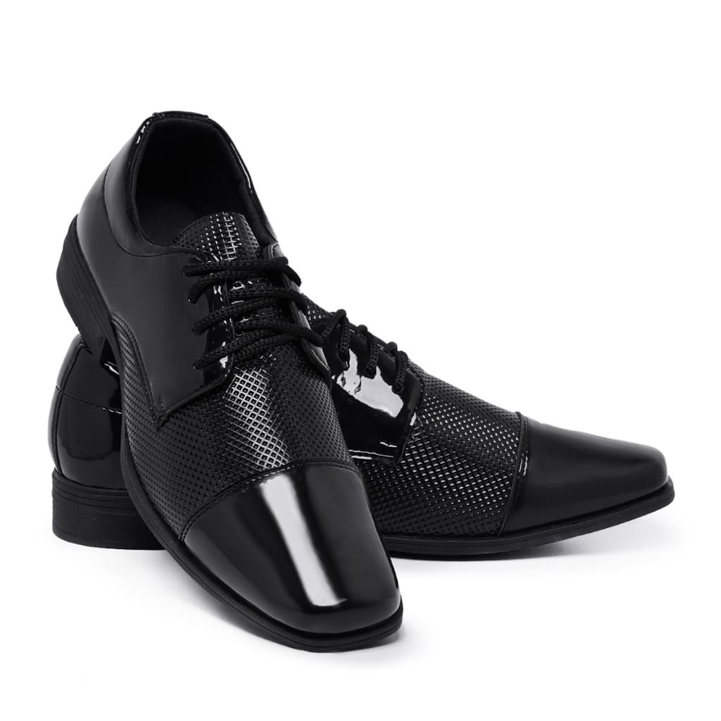 Sapato Social Masculino 701 Preto Casamento Formatura Estilo Italiano Bico Quadrado