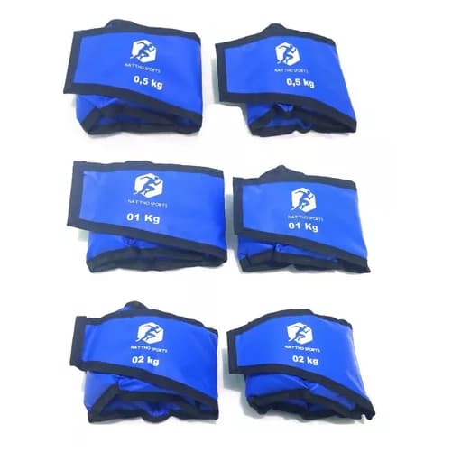 Kit 3 Caneleira Peso 0,5g 1kg 2kg Crossfit Treino Perna/azul