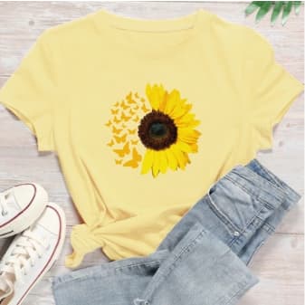 Camiseta Girassol Borboletas